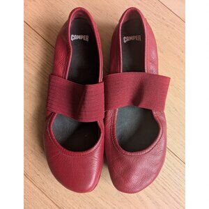Camper red leather ballerina flats